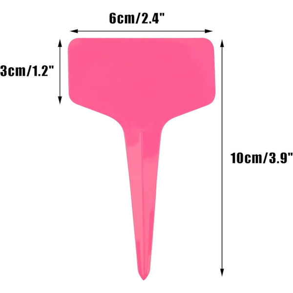Sjeldne perle 100 mini T-formede plastbanner-etiketter, plantetiketter, 6