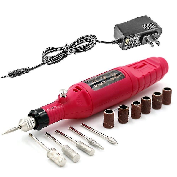 Sähköinen kynsiviilakone Filer Kit Rotary Carver Kynsilakkakone Set 6 akryyligeelipoistotyökalulla Pedikyyri Työkalut Kynsien Taide AU-pistoke