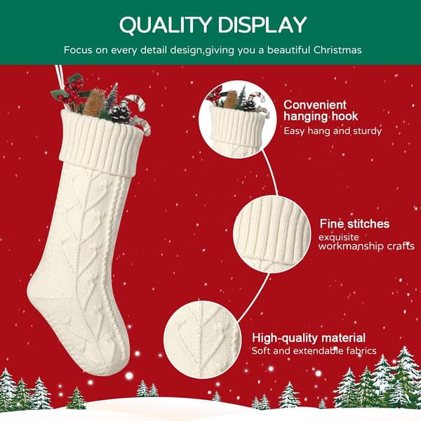 Sett med 4 store strikkede julestrømper, gave, 46 cm