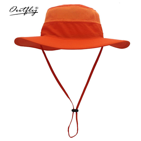 Unisex bredbrättad solhatt, utomhus Upf 50+ vattentät Boonie-hatt sommar UV-skydd solkepsar（orange）