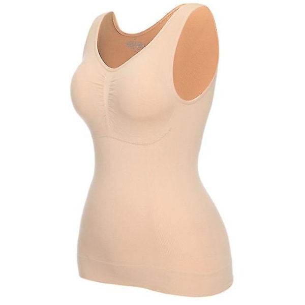 Kvinners Kontroll Vest Cami Sømløs Shapewear Topper Slankende Magekontroll Camisole Cami Polstret (XL Hudfarge)