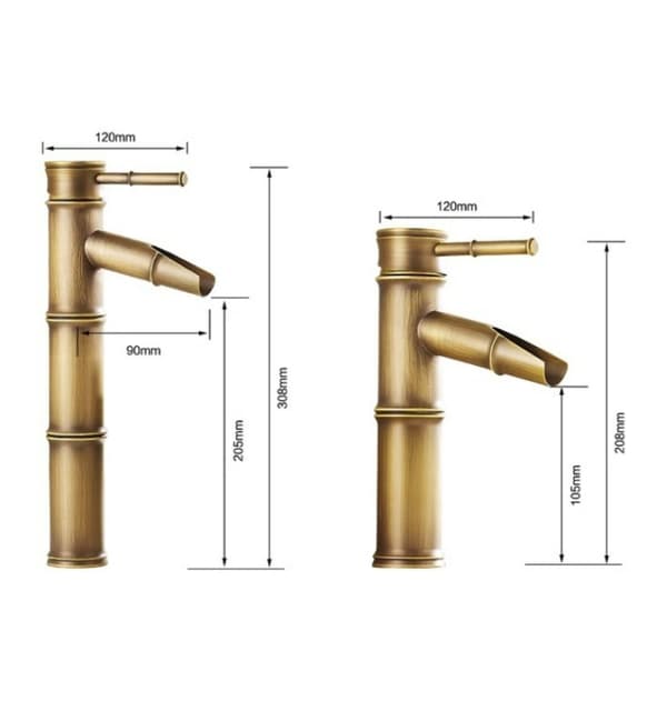 1PC 2-ledade brytmunstycken hög bambu kran, vattenfall diskbänk mixer