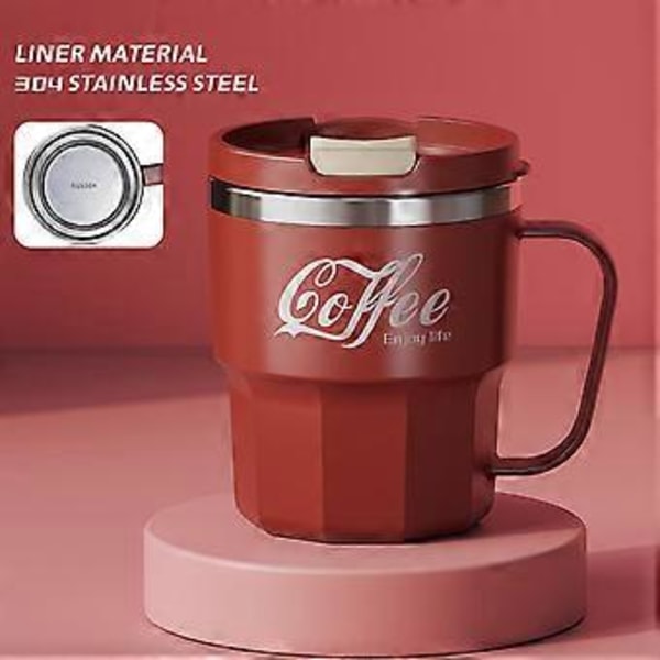 Termosmugg i rostfritt stål, enkel stil, 400 ml, återanvändbar vattenkopp lämplig för camping, picknick, grillning Coca Cola Red