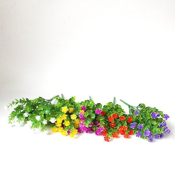 10 stk. Kunstig Milan Græs Plastik Blomst Udendørs Plante Hjem Have Bryllup Dekoration, Thanksgiving Dekoration（Pink）