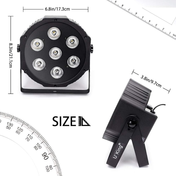 7 RGBW LED Par, UKing LED Scenebelysning med 7 Kanal DMX/Auto/Lyd