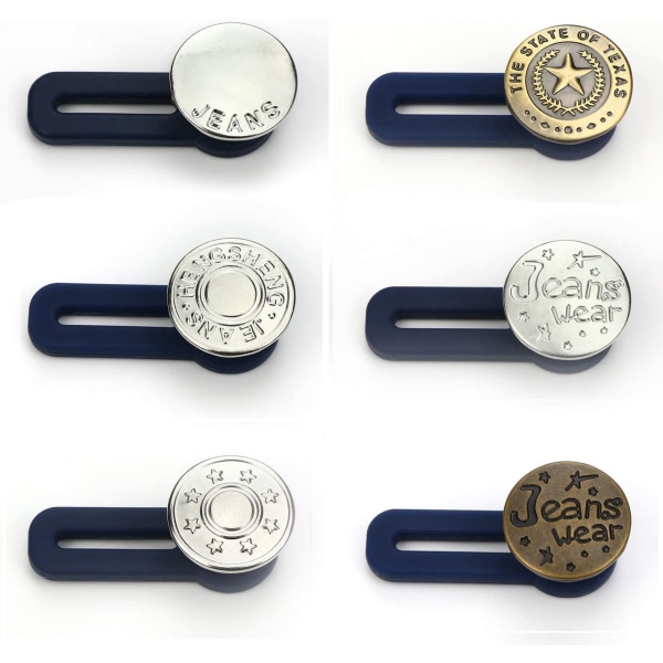 Elastisk knapforlænger i gummi til jeans, bukser, nederdele eller manchetter 6 stk.