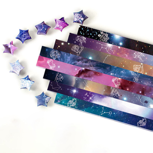 Moon Starry Sky Pentagram Origami Stars Paper and Bright Starry Sky Paper Set 540 Sheets Star Gradient Style