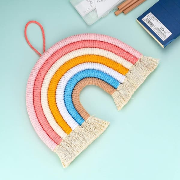 Regnbue Macrame, Vevd Gobelin Dekorasjon, Bohomian Håndlaget Mac