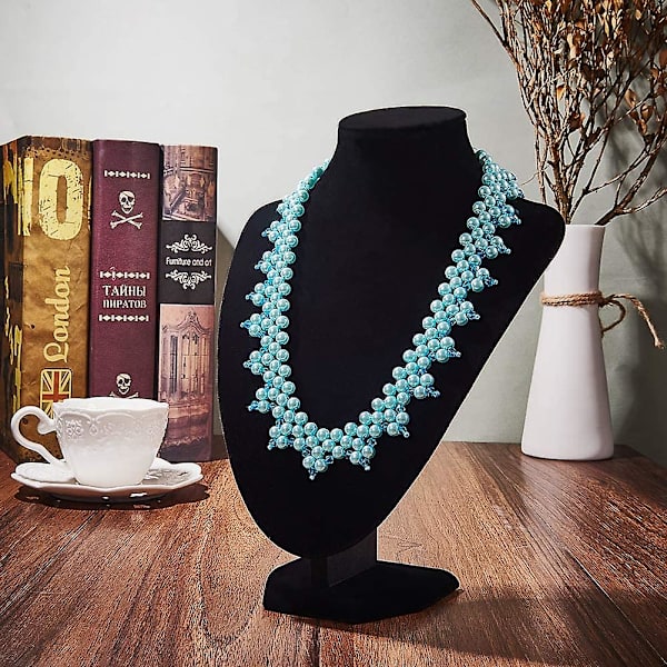 3D-halsband i sammet, display, kedja, byst, smyckeshållare, modellstativ (svart sammet)