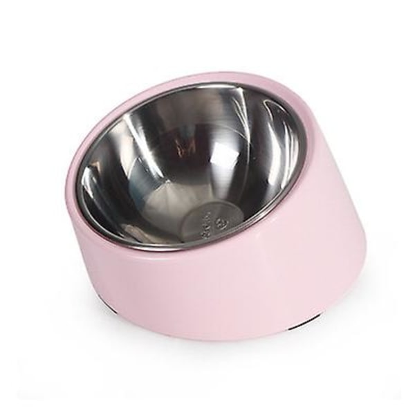 Hældt hundeskål, skrå katteskål, skråt kæledyrsskål, hældt hævet kæledyrsskål, hævet foderautomat, skridsikkert melaminstativ（Pink）