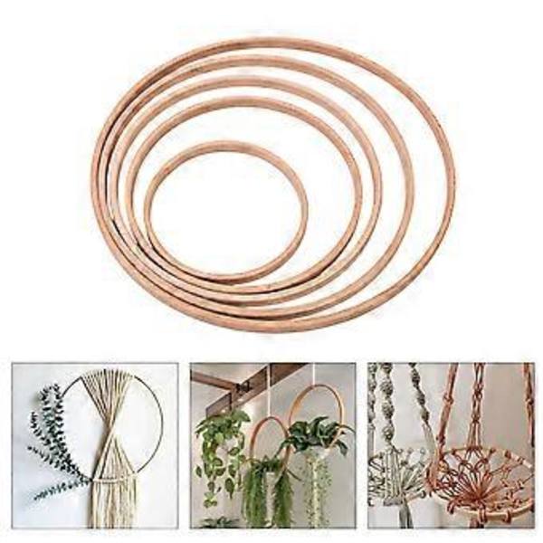 10 Stycken Runda Hantverksbågar för Bröllopskransar Drömfångare Trä Blomsterbåge för Konst Hantverk Vägg Hängande Ornament 2XL