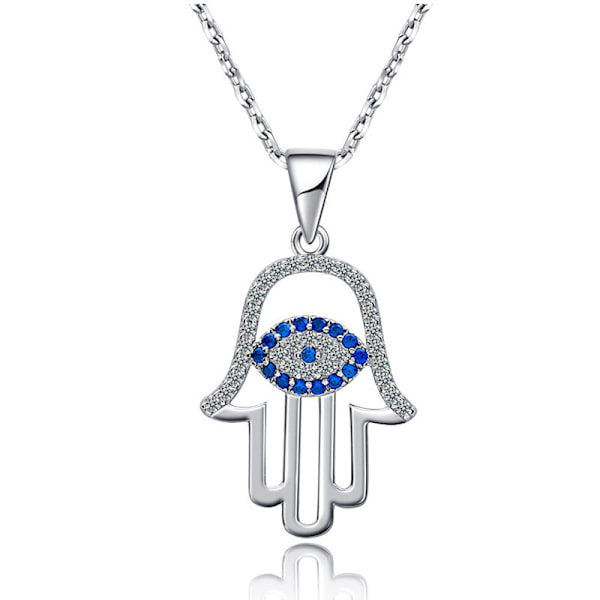 Paha silmä Hamsa käsi kaulakoru 14k kullattu kolmas silmä valkoinen sininen