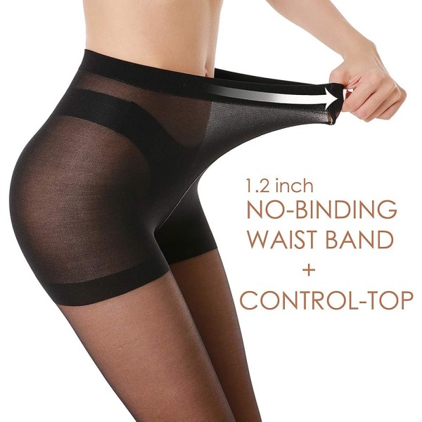 3-pack genomskinliga leggings för kvinnor - 0D Control Top Strumpbyxor w