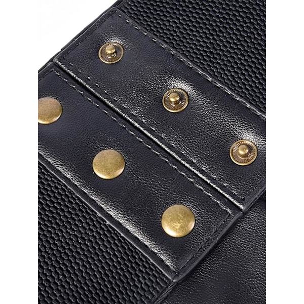 Cinch Waist Corset Belt with Press Button, Black,