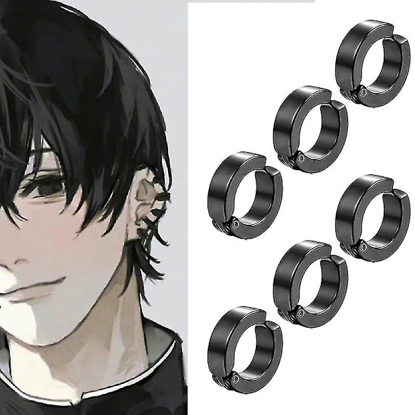 Anime Chainsaw Man Yoshida Hirofumi Cosplay Öronklämmor Örhängen Kvinnor Män Punk Svart Inga Piercade Falska Öron Cirkel