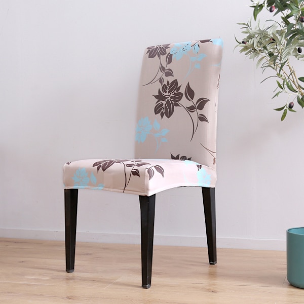 4-pak vaskbare, avtagbare, elastiske, supertilpassede, lysebrune, blomstrete