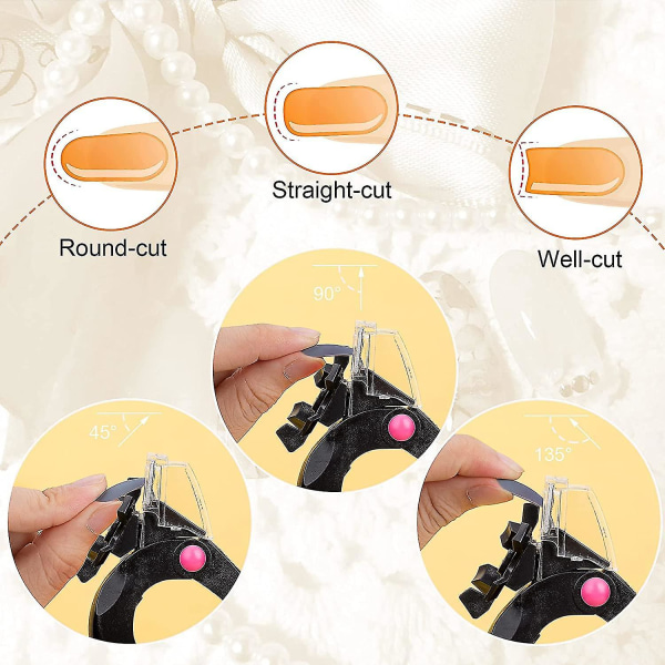 Svart nagelklippare i akryl, justerbar nageltrimmer i rostfritt stål, konstgjord nagelskärare för falska nail art manikyrprojekt