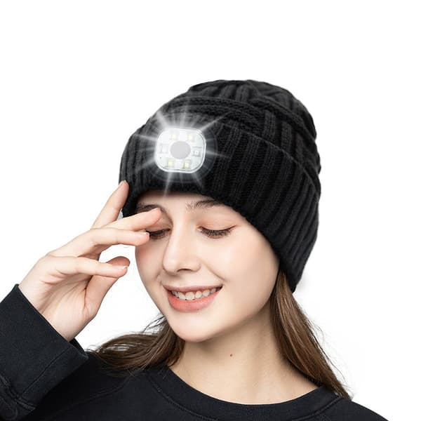 Unisex LED-lue, USB-ladbare hodelykt strikkehette Vinter