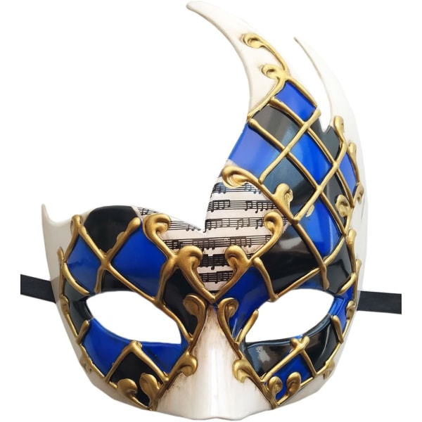 Maskeradmask för män Vintage venetiansk rutig musikfest Ma