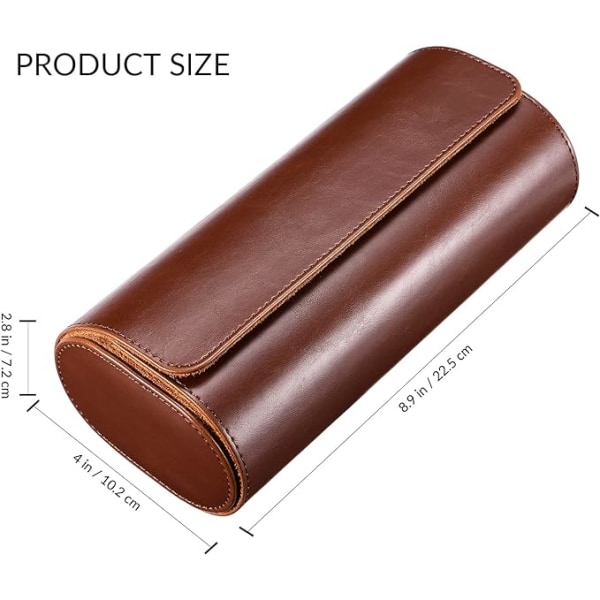 Watch Box for Men - Watch Roll Case 3 Slot Leather Watch Case Org