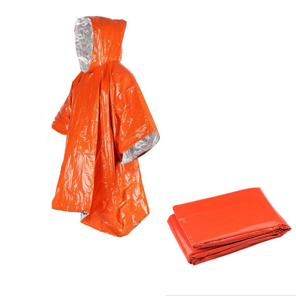 Nödfilt Regnponchos med Huva, 2 st
