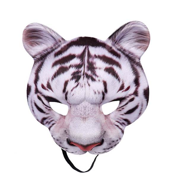 2 st Halvmask tiger, med resårband, ansiktsmask, djurmask, vildkatt, utklädnad, karneval, temafest