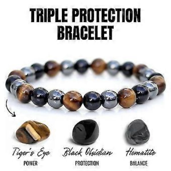 Protein rød jernmalm sort cirkulær rombe perle sundhedsterapi armbånd 1 stk