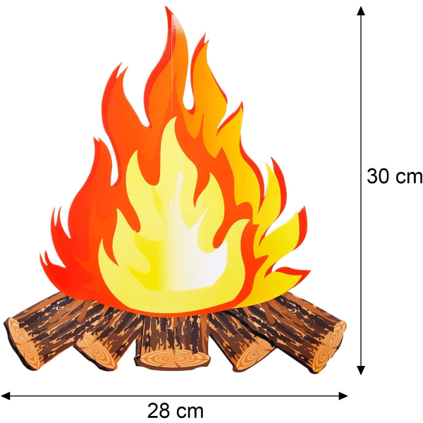 12 tommer høy kunstig ildpapir falsk flamme 3D flamme fakkel midtpunkt bål dekorativ papp for bål festdekorasjoner (2 sett stil A)