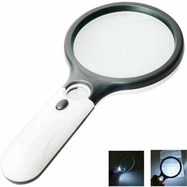 Handheld 45x 3x Magnifier Reading Magnifying Glass Jewelry Loupe With 3led Light