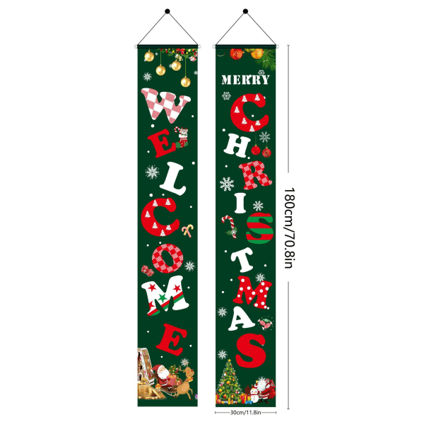 Christmas Porch Sign Couplet Banner Xmas Door Banner Holiday Hang