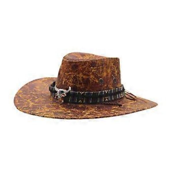 Western Cowboy Hat Stor Skygge Jazz Top Hat til Mænd Cosplay Kostume Tilbehør Rekvisitter (Khaki)