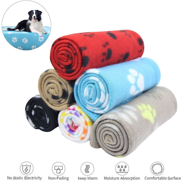 Hvalpe Tæppe Pude Hund Kat Fleece Tæpper Kæledyr Sove Matte Pad Seng Dække Med Pote (Khaki)
