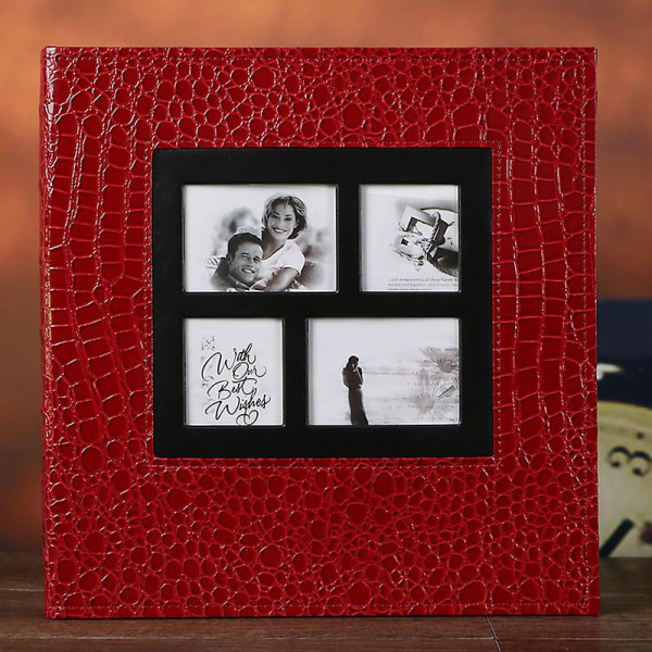 Photo Album 660 Pockets Photos Fabric Extra Large Capacity Family Wedding Picture Albums  And Vertical Photos（Crocodile red）