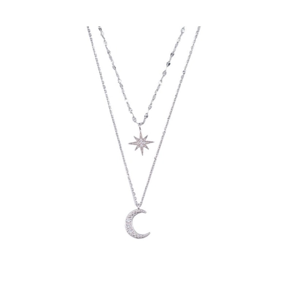 925 Sterling Silver Layered Necklace for Women Teen Girls Star Mo