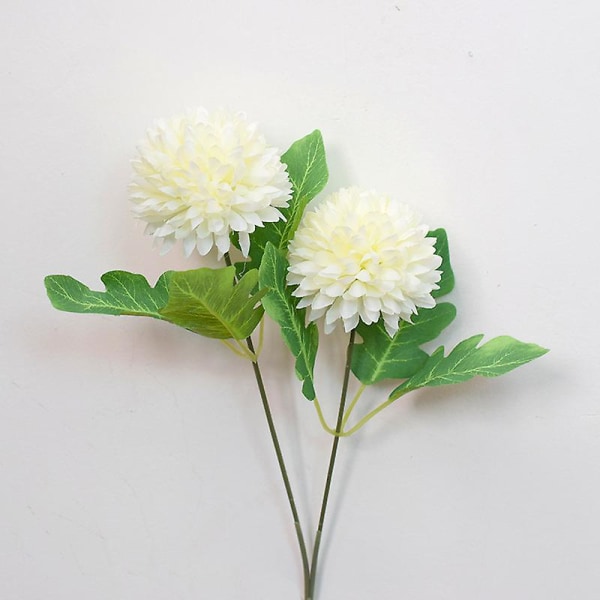 6 st dubbelsidig maskros simulerad blomma konstgjord siden falska blommor för bröllopsfestival dekoration (vit)