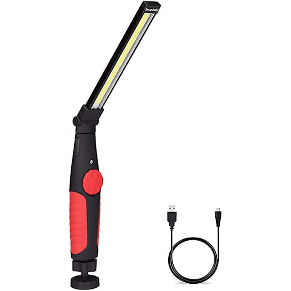 Led arbeidslys oppladbar Usb inspeksjonslampe, roterbar Cob arbeidslys slank lampe med roterende bryter og base