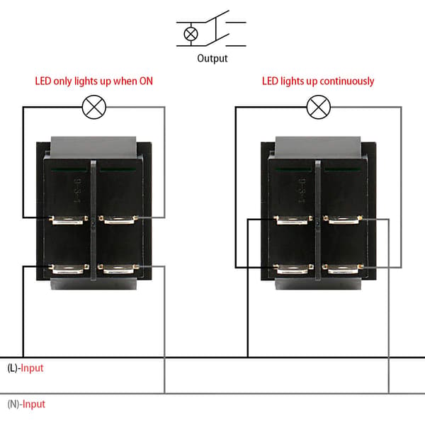 5 stk 4-terminal ON/OFF vippebryter, vippebryter 20A bryter, R