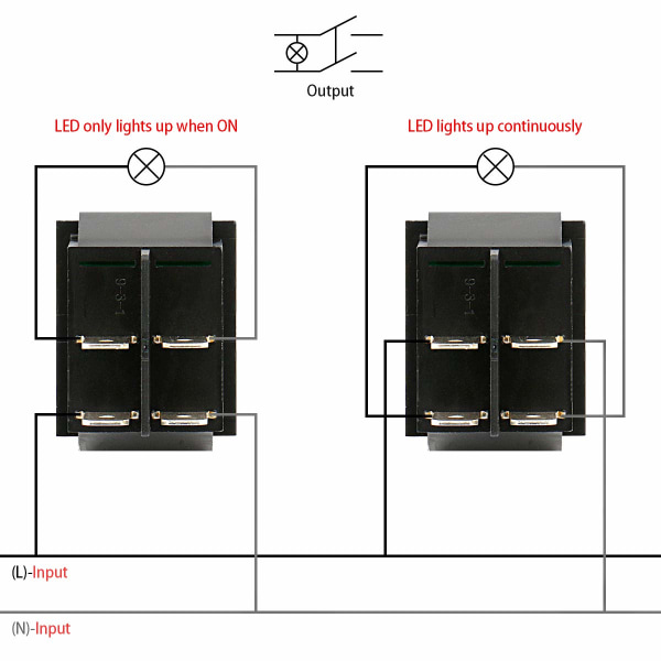 5 stk. 4 terminal ON/OFF vippekontakt, vippekontakt 20A kontakt, R