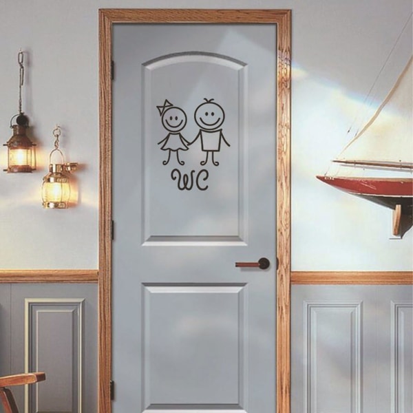 Removable Cartoon WC Wall Stickers Toilet Toilet Mural Sticker PV