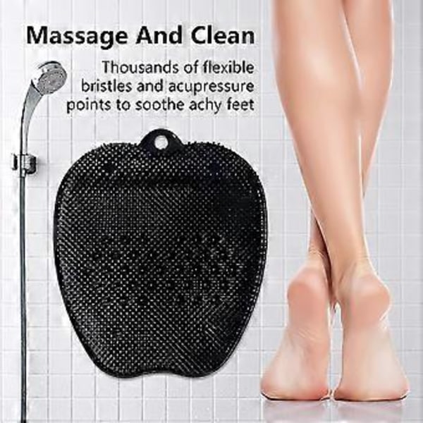 Fotborste för duschen, extra stor design för grundlig rengöring och exfoliering, slitstark silikon med halkfria sugkoppar för säker duschning