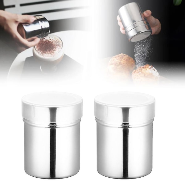2 stk. rustfrit stål chokolade shaker duster drysse si, flormelis kakao mel kaffe mesh sigte