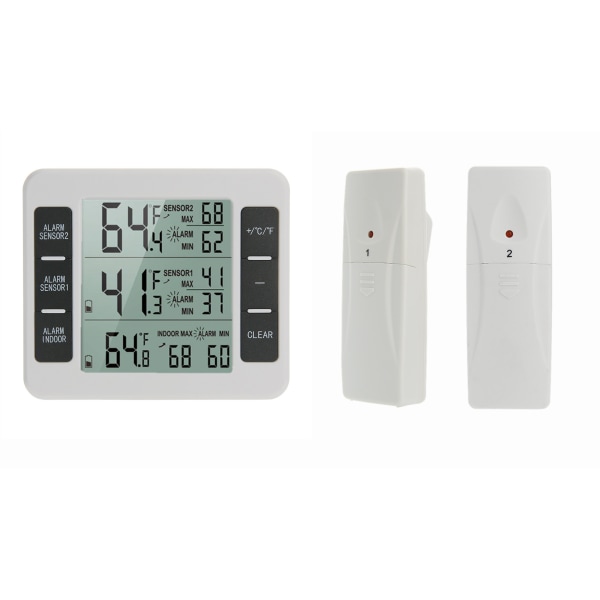 3-pakning kjøleskap og fryser termometer, trådløst kjøleskap termometer med