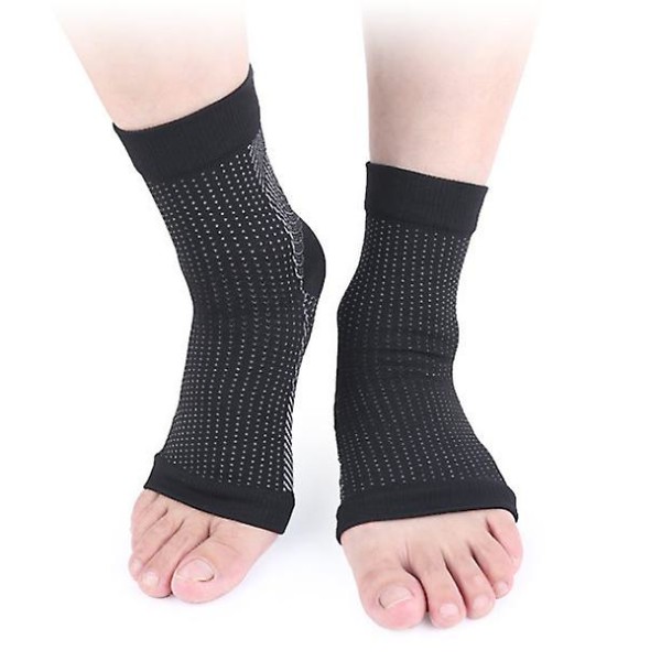 2 par plantar fasciitt kompresjonssokker for kvinner og menn - beste ankelsokker for lindring av plantar fasciitt, buestøtte L XL svart