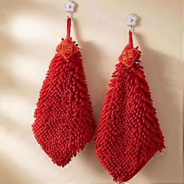 Väggmonterad Torkduk Röd Handduk Absorberande Snabbtorkande Rengöringsduk Kök Badrumstillbehör Chenille Material B