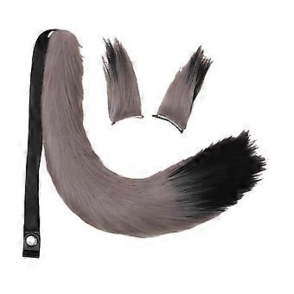 Tekoturkis Korvat ja Häntäsetti Naamiaisasu Cosplay Naamiaisjuhliin Lapsille Aikuisille (Harmaa Musta) Gray Black