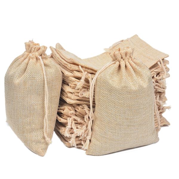20 st 17x23cm Jutesäck, Linnedrastringspåsar, Återanvändbara Förvaringspåsar