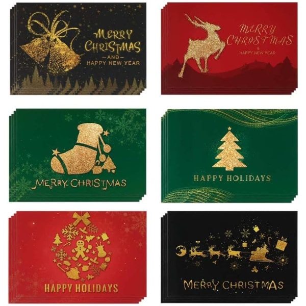 24 stykker glade julekort, julekort med konvolutt