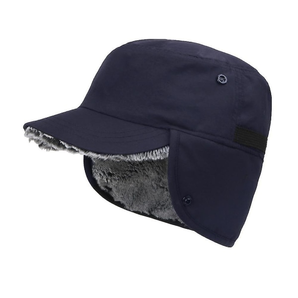 Vintervarm hatt med öronlappar med cap Baskåpa Trapper Vattentät unisex（Blå）