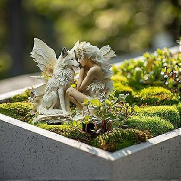 Boheemi Akryyli Puutarhakoriste Keijut Ja Valkoiset Sudet Ulkokäyttöön Ruukkukoriste