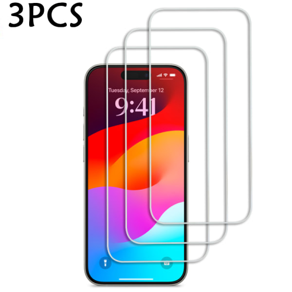Kolmen pakkauksen iPhone 15 Plus karkaistusta lasista valmistettu näytönsuoja